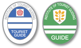 Image showing three official tourist guiding qualification badges